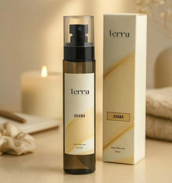 Terra Ohana product bottle and packaging on a neutral background